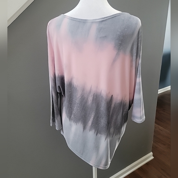 Clara Sun Woo Ombre Tie Dye Asymmetrical Top Womens XSmall Gray & Pink Casual - Picture 3 of 5